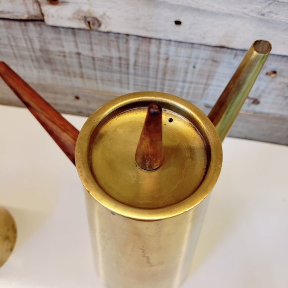 MCM Brass and Teak Japanese Tea Coffee Set Carafe Teapot Sugar Creamer Atomic - Picture 14 of 15